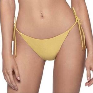 Anthropology- HAVEN TIE TEENY BIKINI BOTTOM BY PILYQ GOLD METALLIC‎
